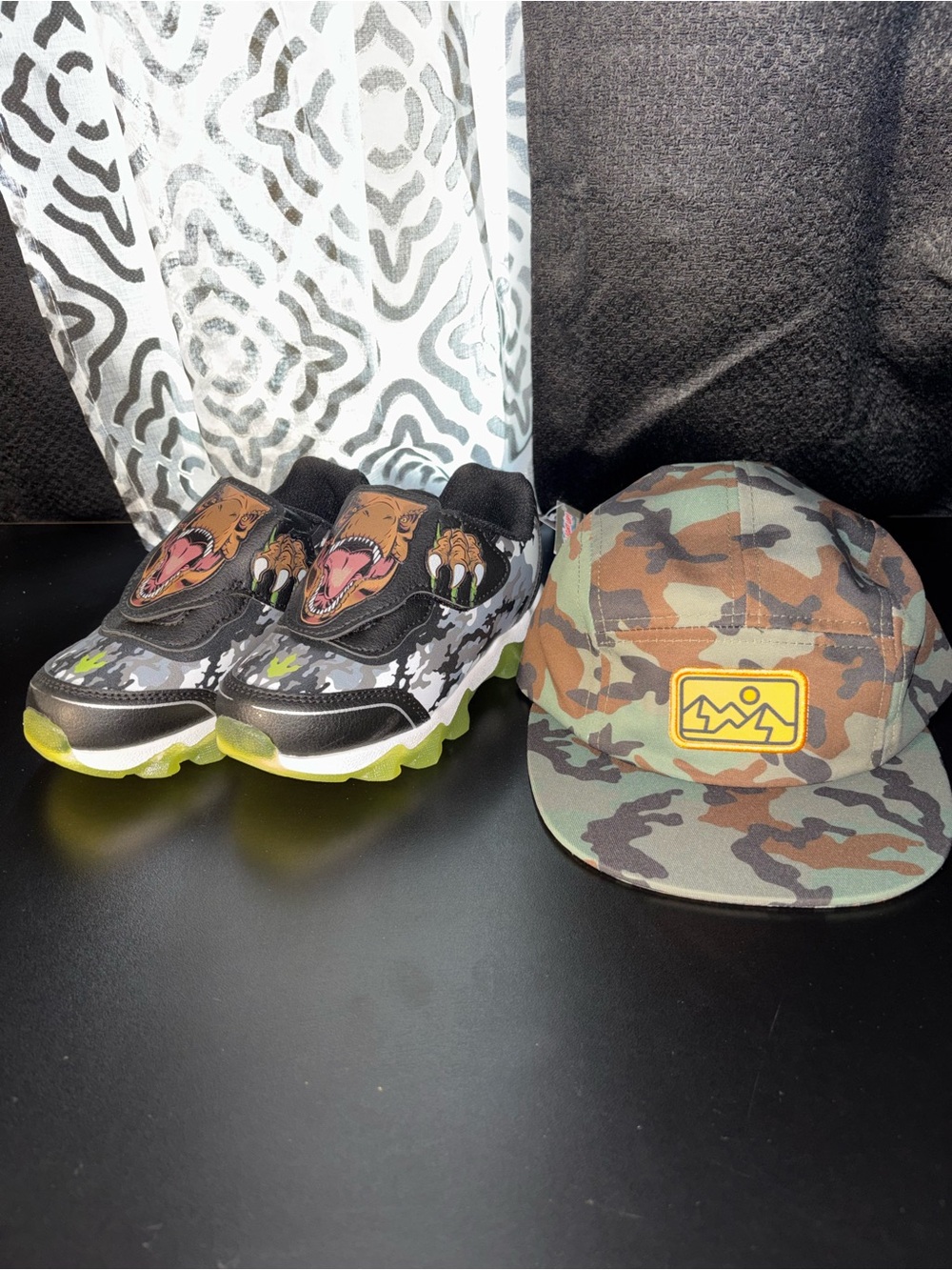 Kids Camo Monster Sneaker - Black & Green